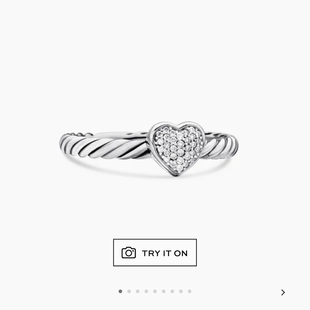 David Yurman Silver Heart Ring with Diamond Accents